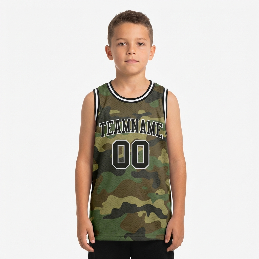 Custom Camo Black & White Salute To Service Basketball City Edition Jersey