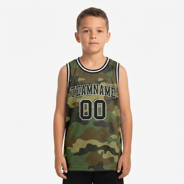 Custom Camo Black & White Salute To Service Basketball City Edition Jersey