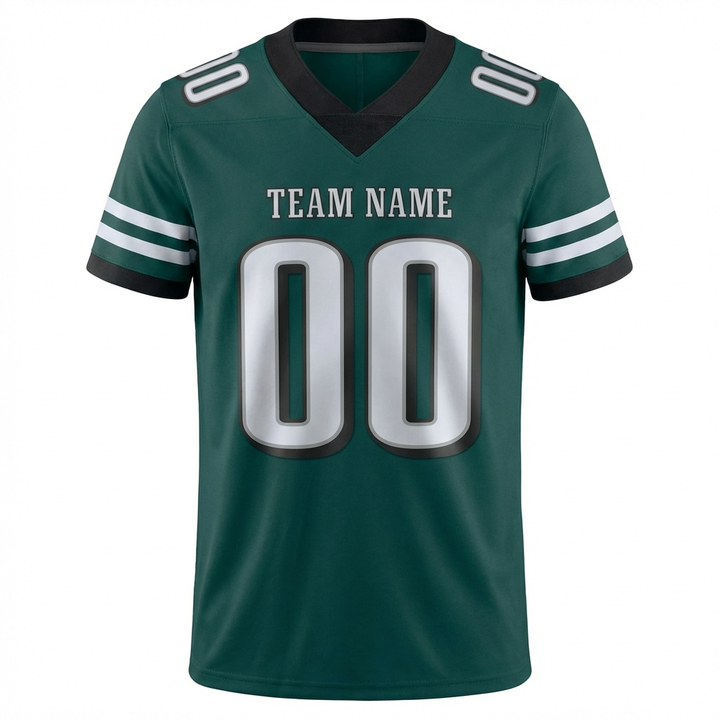 Custom Midnight Green & Sliver/Black Football Jersey