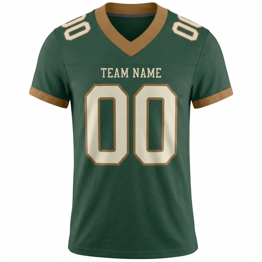Custom Midnight Green & White/Gold Football Jersey