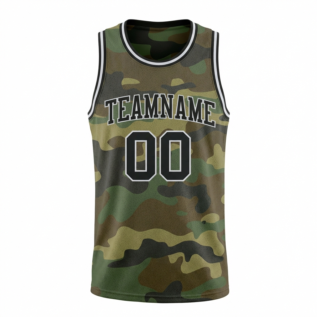 Custom Camo Black & White Salute To Service Basketball City Edition Jersey