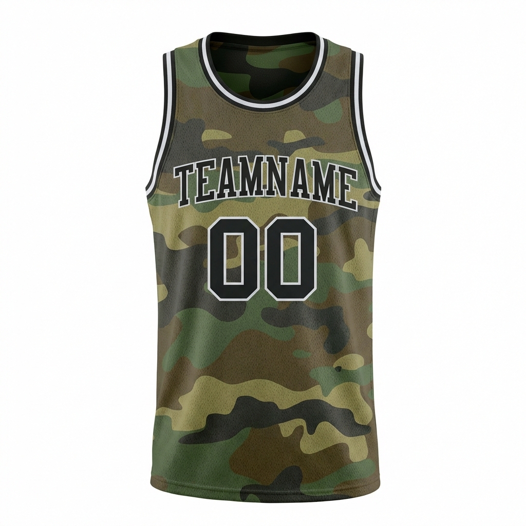 Custom Camo Black & White Salute To Service Basketball City Edition Jersey