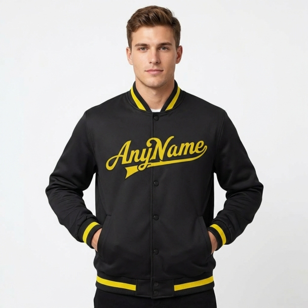 Custom Black & Yellow Full-Snap Fleece Jacket