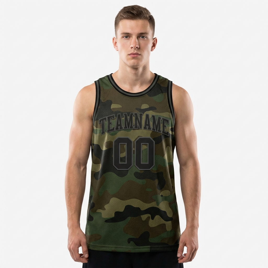 Custom Camo Black & Dark Grey Salute To Service Basketball City Edition Jersey