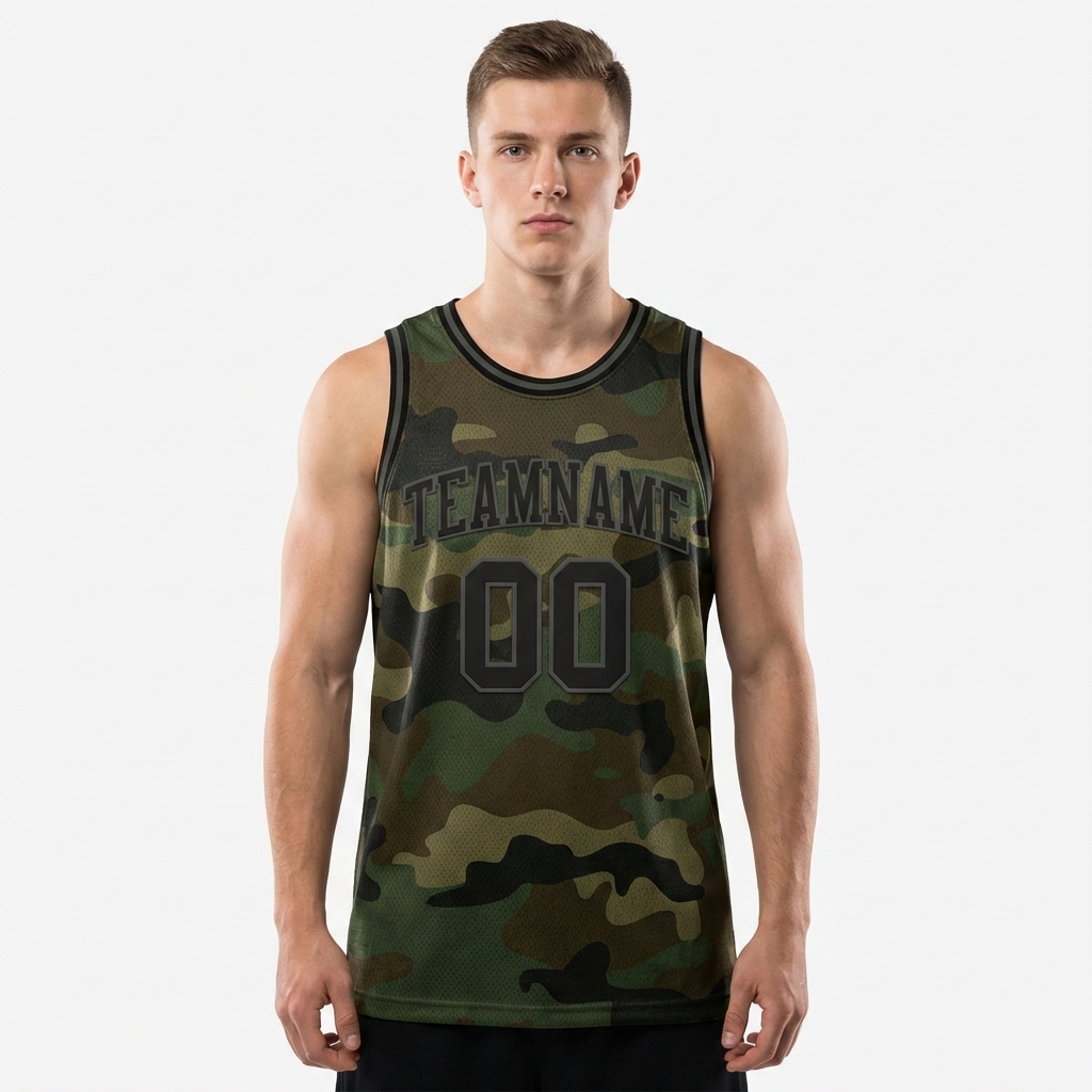 Custom Camo Black & Dark Grey Salute To Service Basketball City Edition Jersey