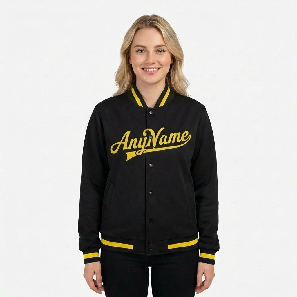 Custom Black & Yellow Full-Snap Fleece Jacket