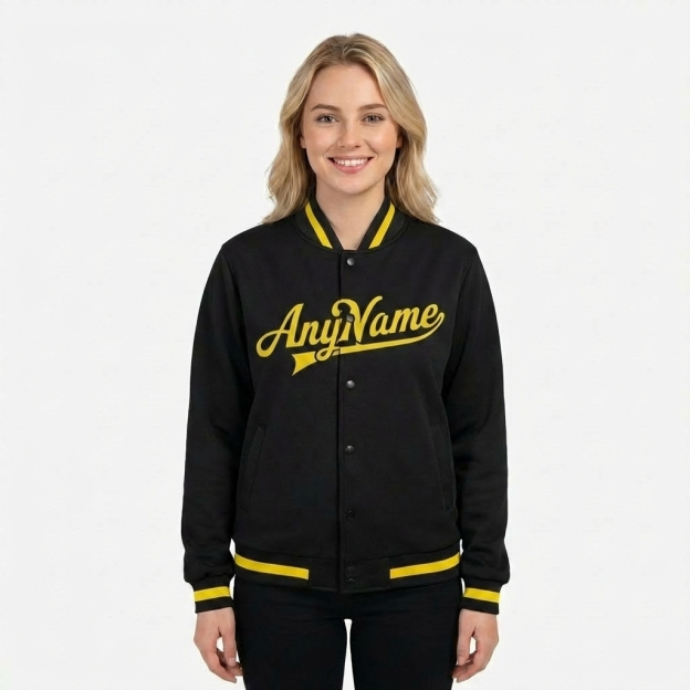 Custom Black & Yellow Full-Snap Fleece Jacket