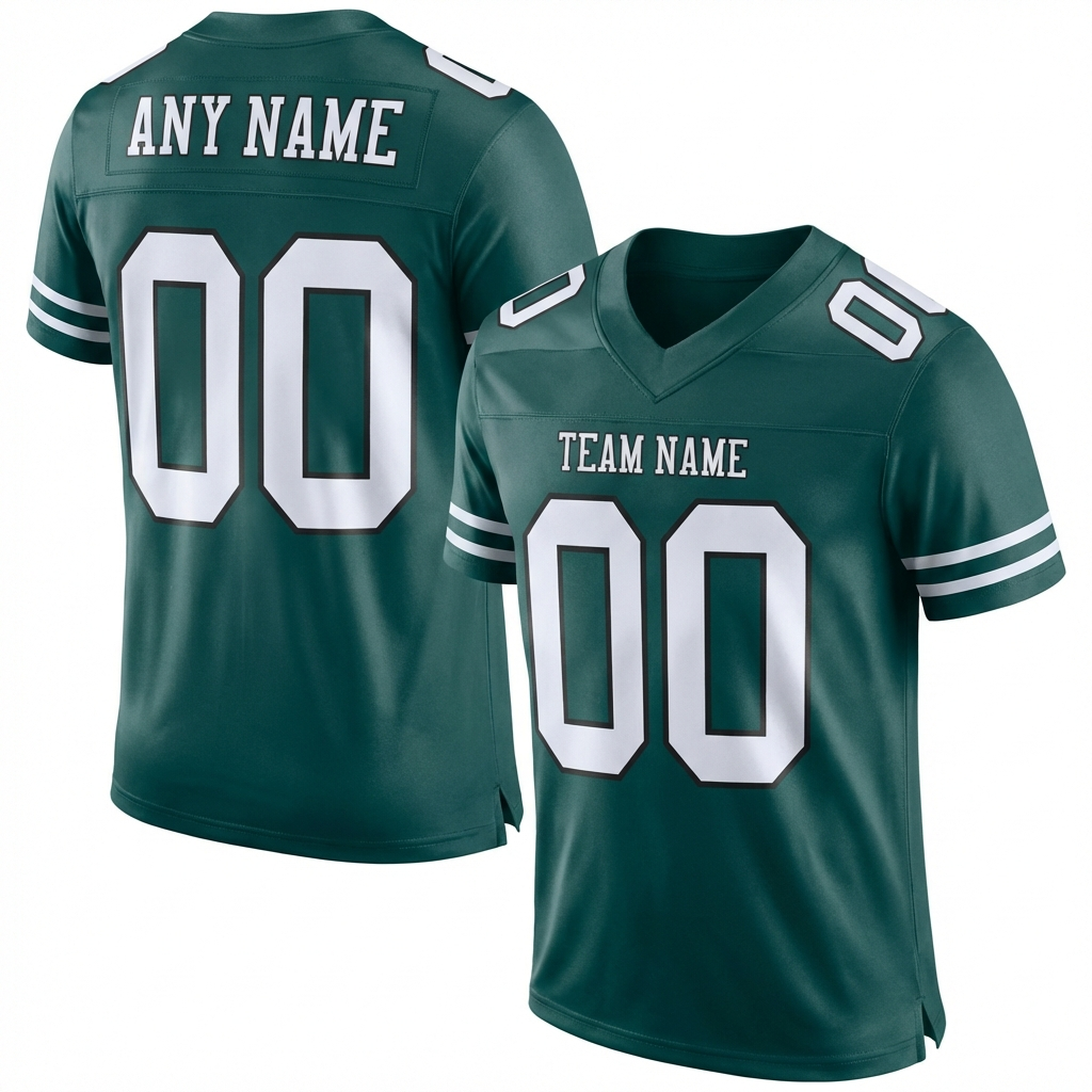 Custom Midnight Green & White/Black Football Jersey