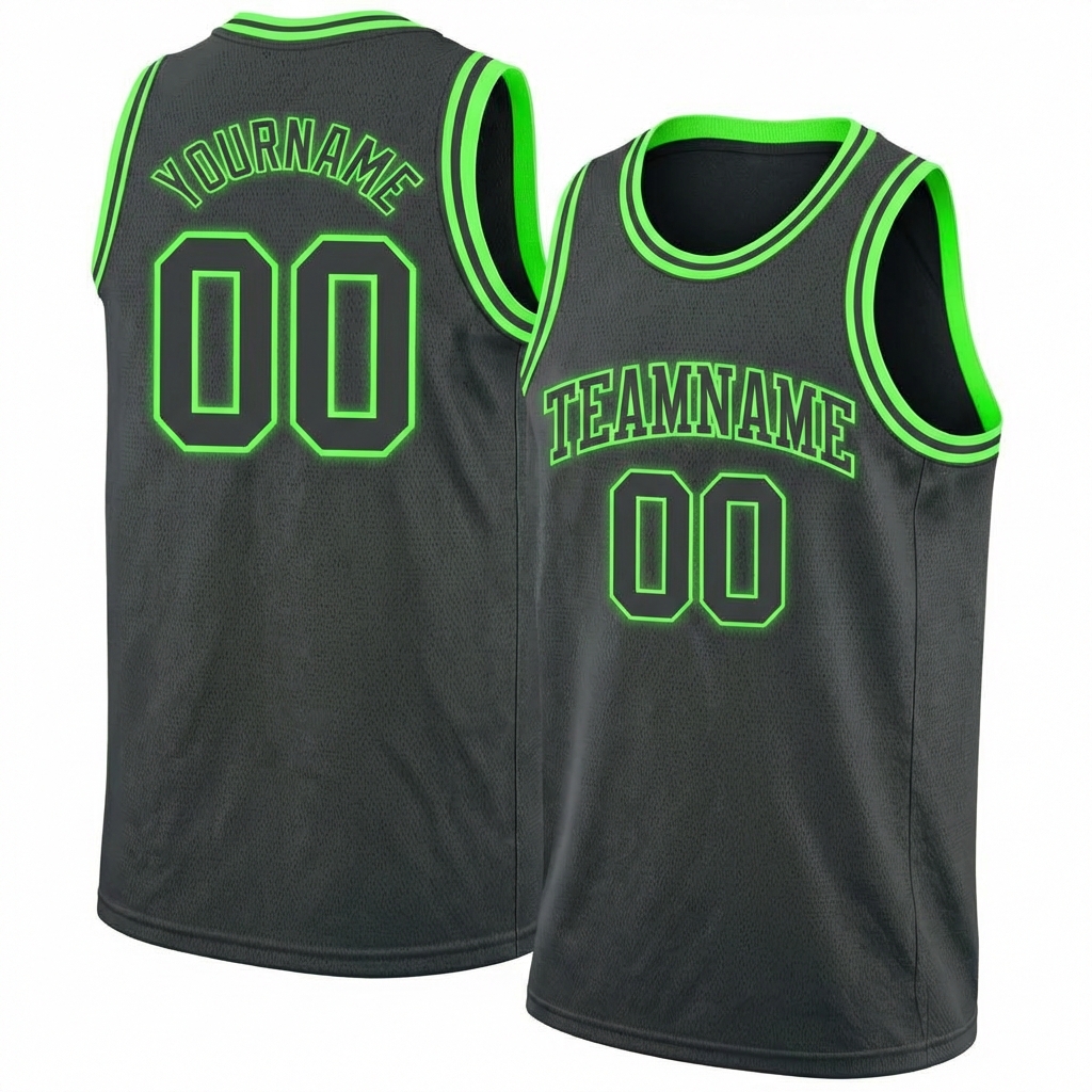 Custom Dark Grey & Green Basketball City Edition Jersey