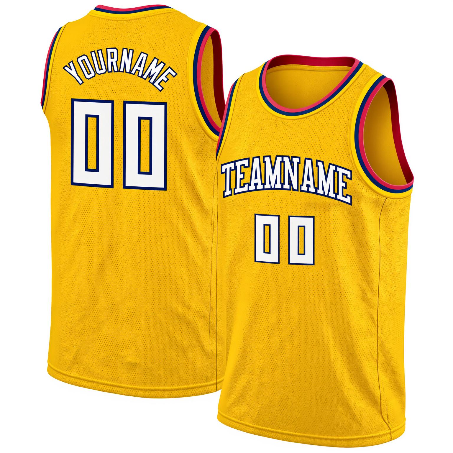 Custom Yellow & White/Royal Basketball City Edition Jersey