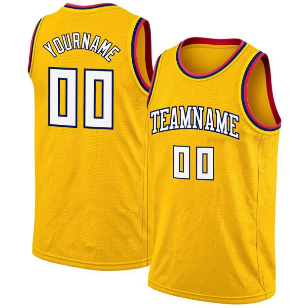 Custom Yellow & White/Royal Basketball City Edition Jersey