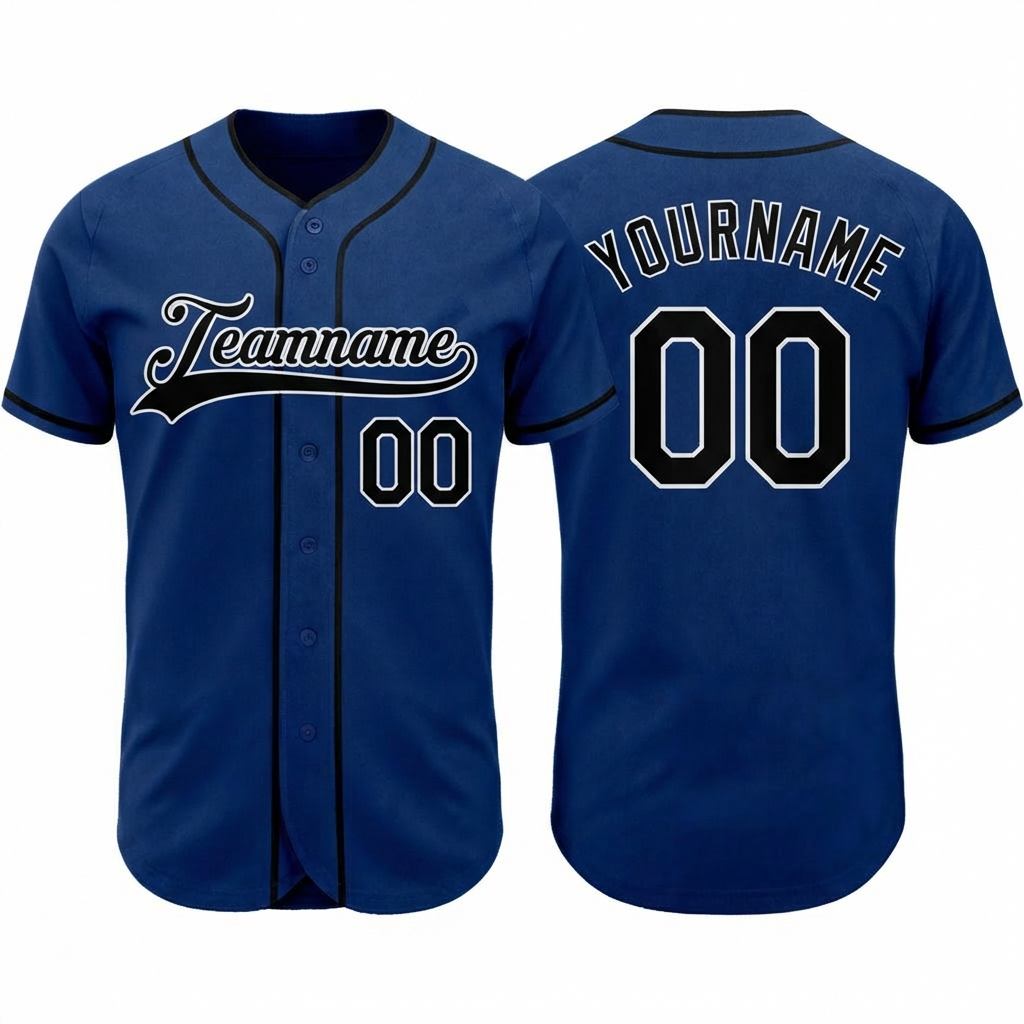 Custom Royal Blue & Black/White Baseball Jersey