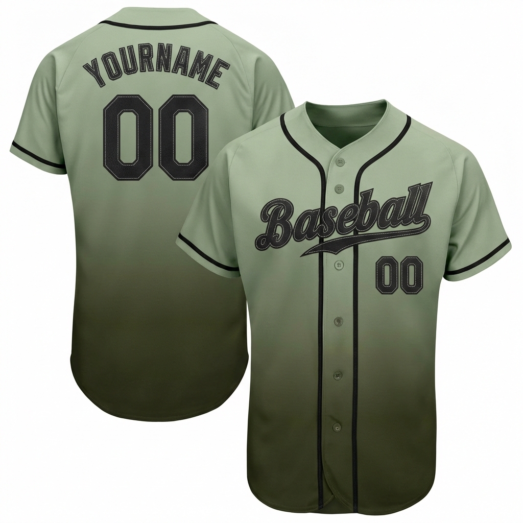 Custom Olive & Black Gradient Baseball Jersey
