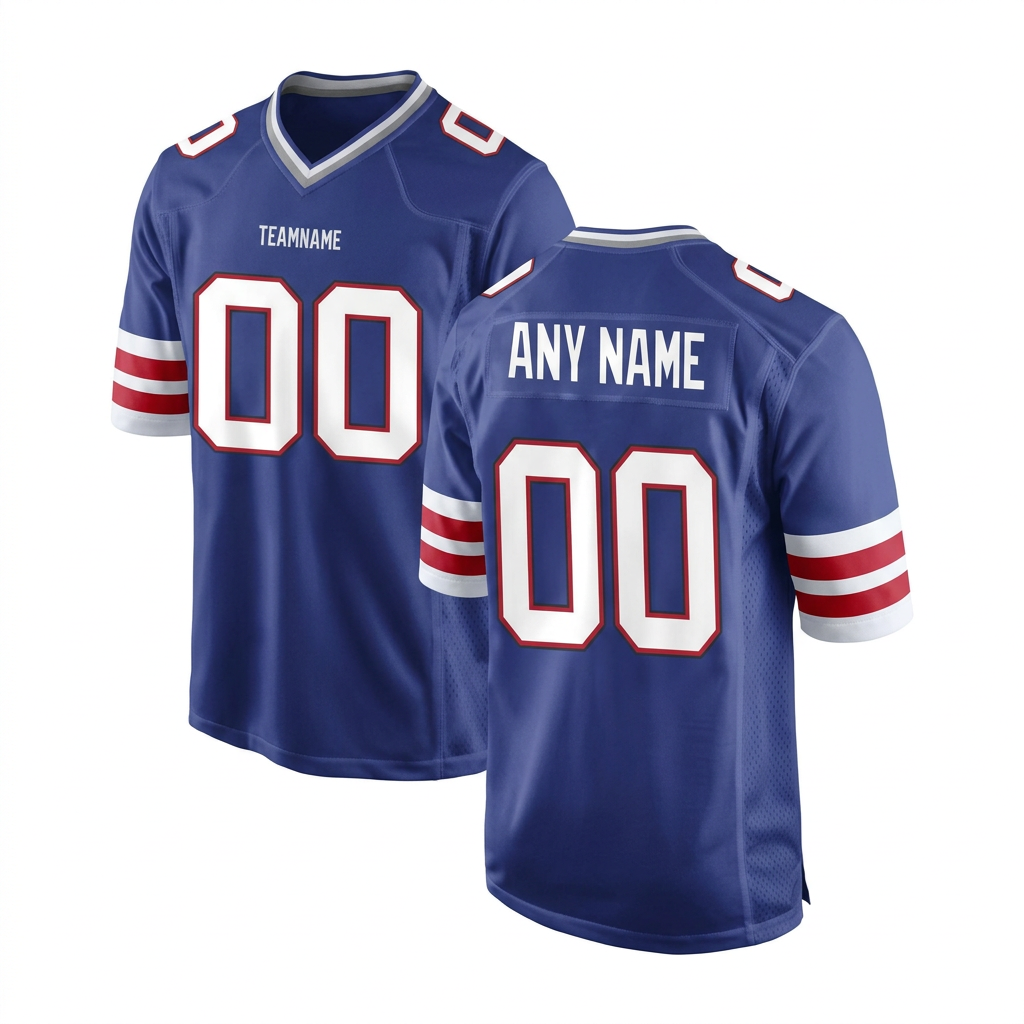 Custom Royal Blue & White/Red Football Jersey