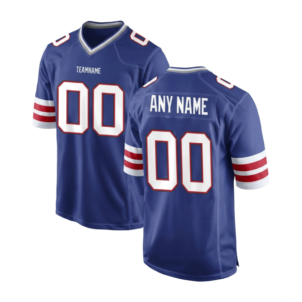 Custom Royal Blue & White/Red Football Jersey