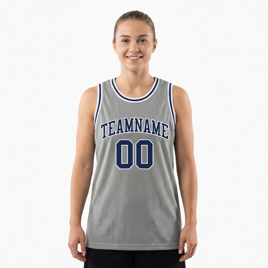 Custom Grey & Navy/White Basketball City Edition Jersey