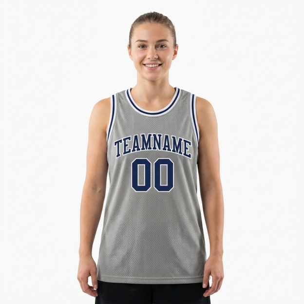 Custom Grey & Navy/White Basketball City Edition Jersey