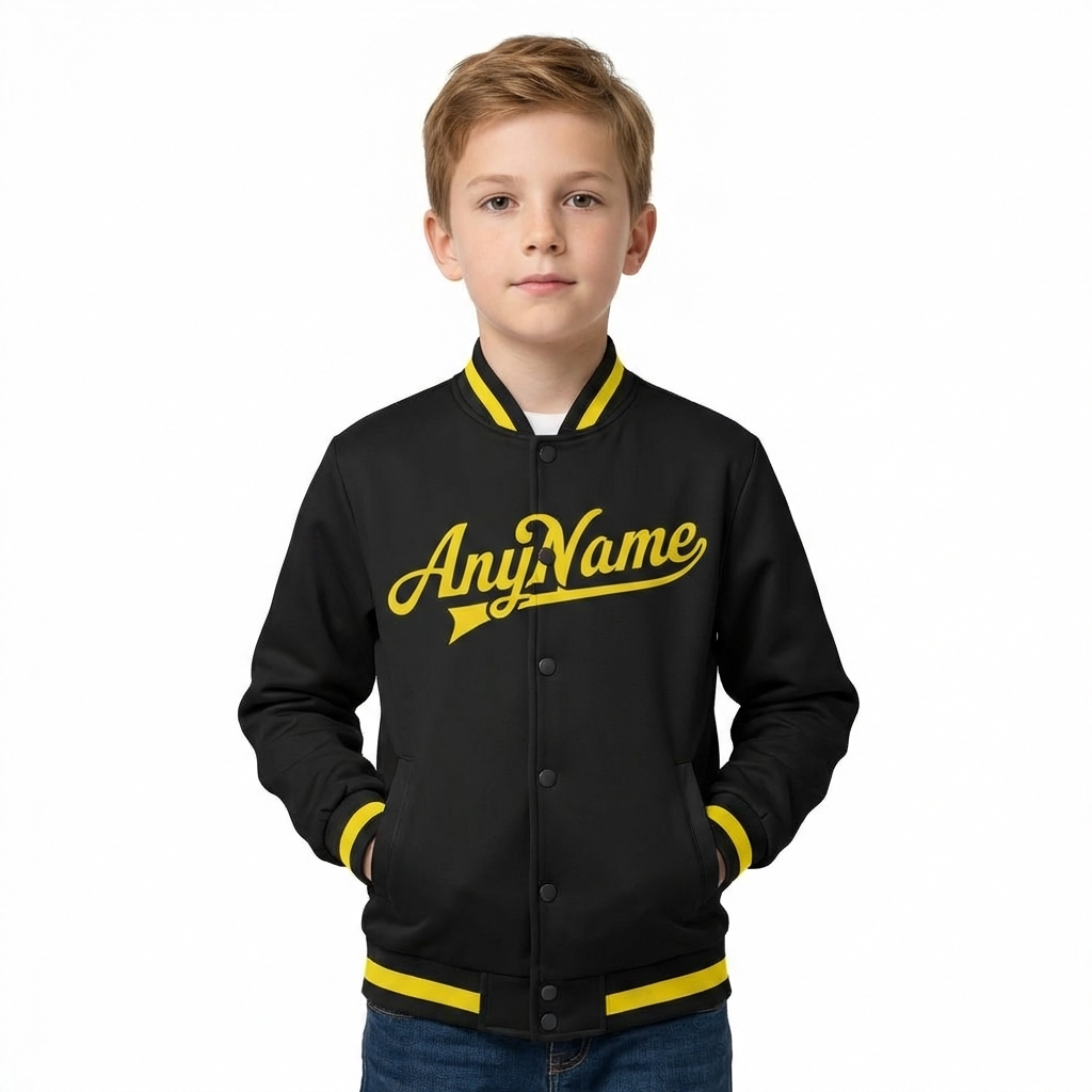 Custom Black & Yellow Full-Snap Fleece Jacket