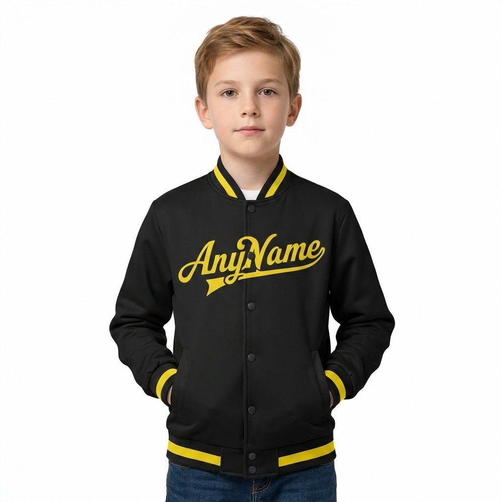 Custom Black & Yellow Full-Snap Fleece Jacket