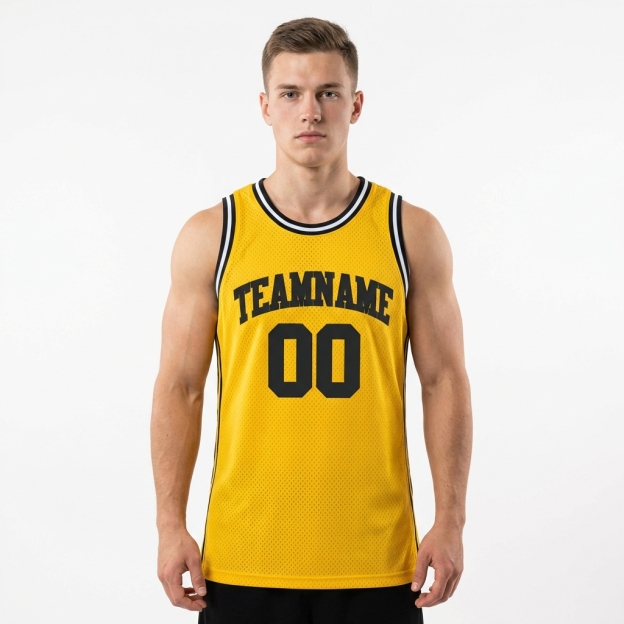 Custom Yellow & Black/White Basketball City Edition Jersey