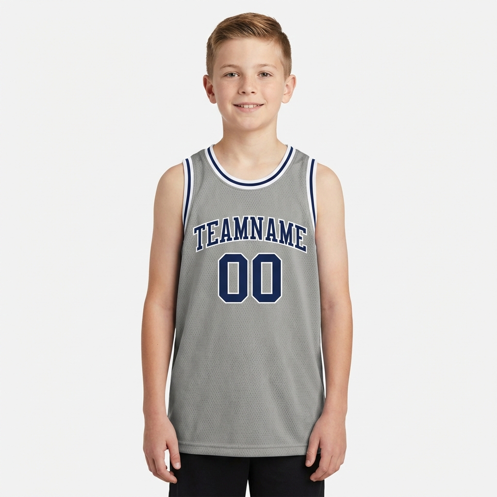 Custom Grey & Navy/White Basketball City Edition Jersey