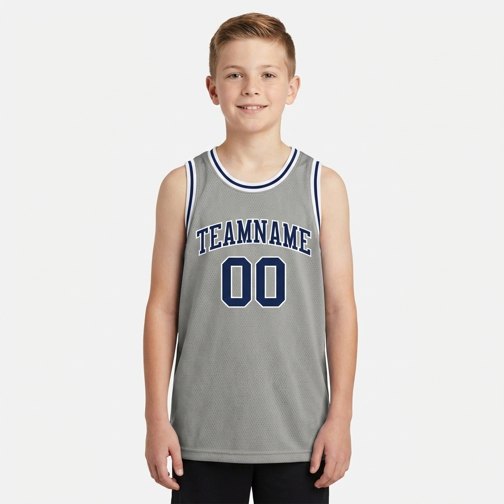 Custom Grey & Navy/White Basketball City Edition Jersey