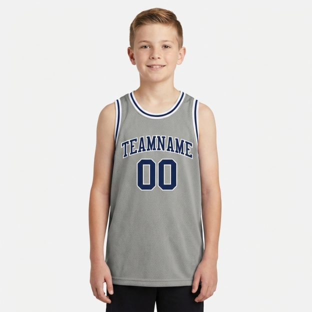 Custom Grey & Navy/White Basketball City Edition Jersey