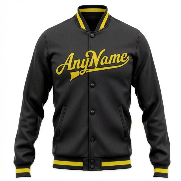 Custom Black & Yellow Full-Snap Fleece Jacket