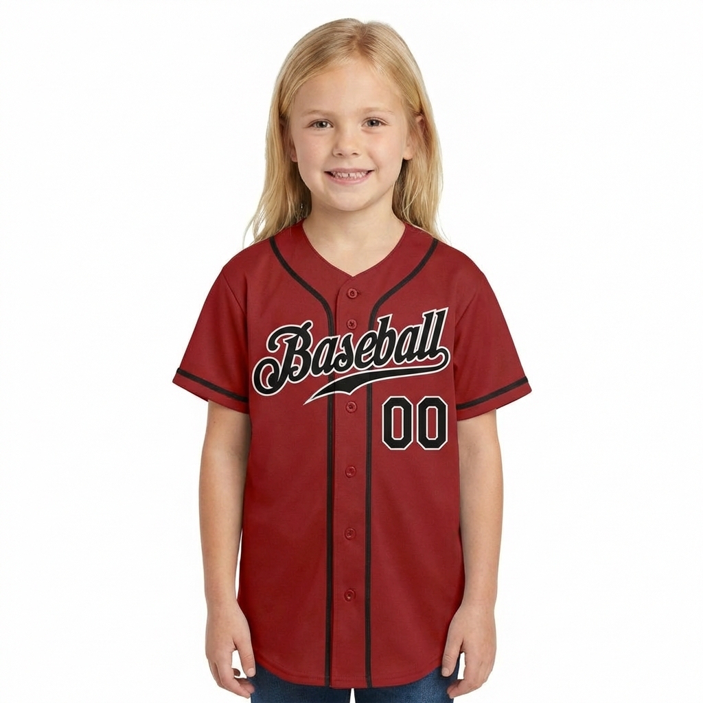 Custom Red & Black/Sliver Baseball Jersey