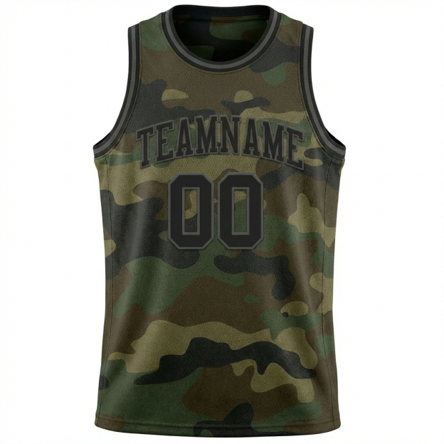 Custom Camo Black & Dark Grey Salute To Service Basketball City Edition Jersey