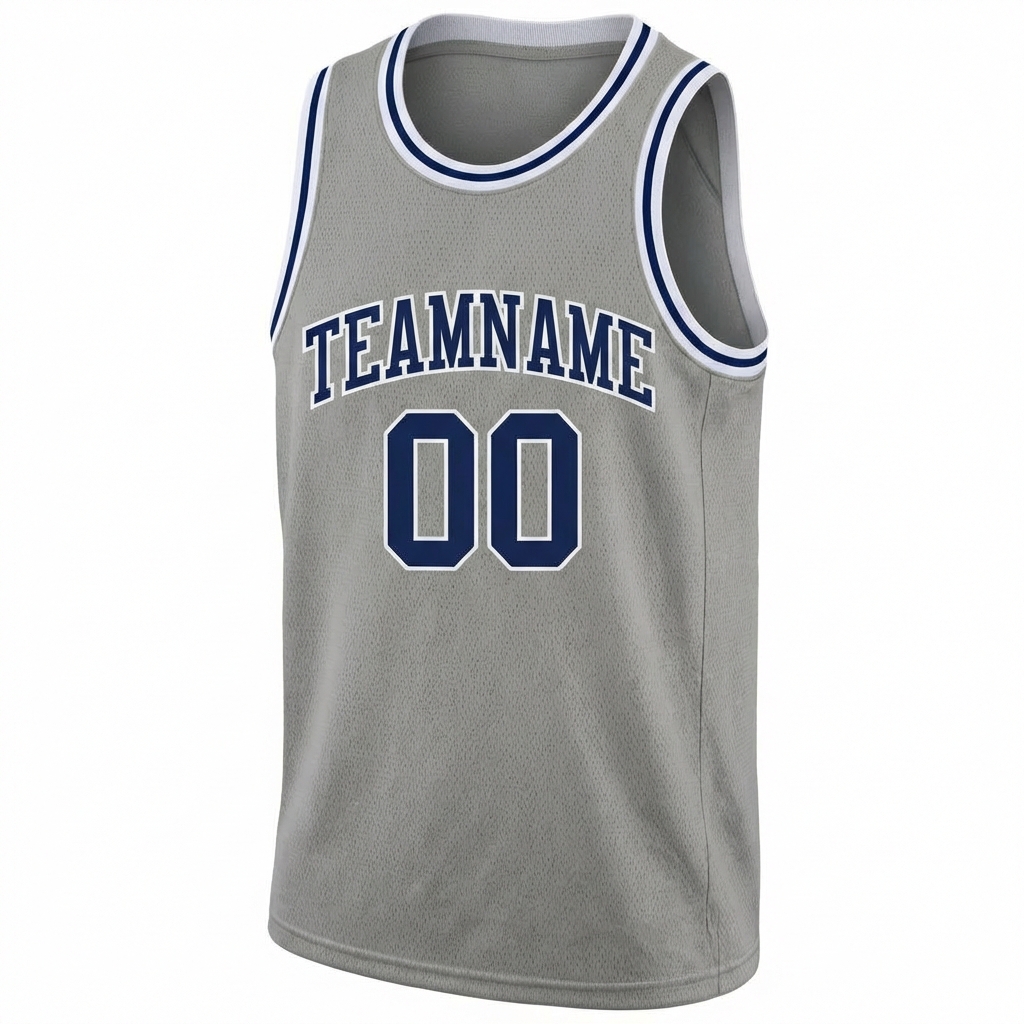 Custom Grey & Navy/White Basketball City Edition Jersey