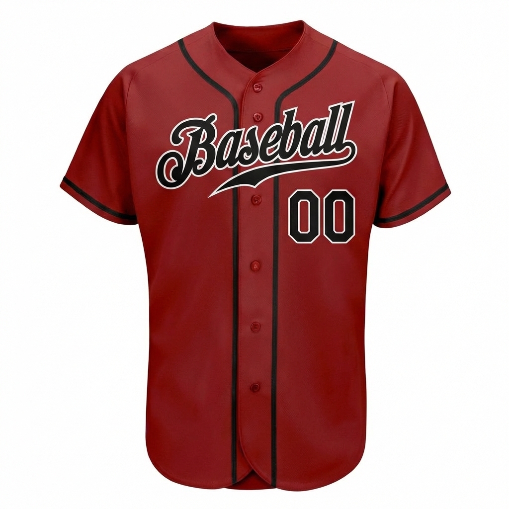 Custom Red & Black/Sliver Baseball Jersey