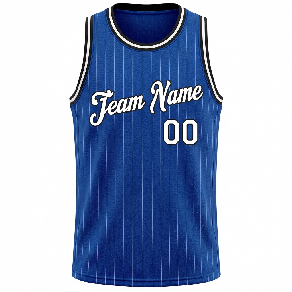 Custom Royal & White/Black Pinstripes Basketball City Edition Jersey