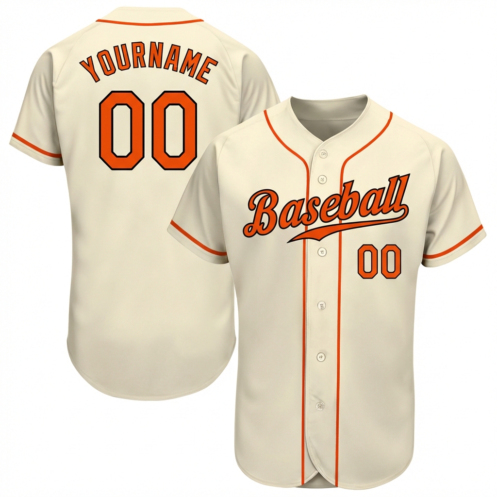 Custom Cream & Orange/Black Baseball Jersey