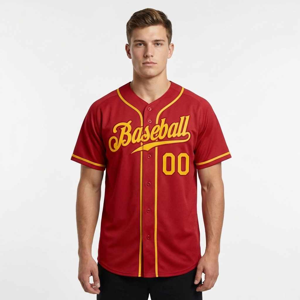 Custom Red & Yellow Baseball Jersey