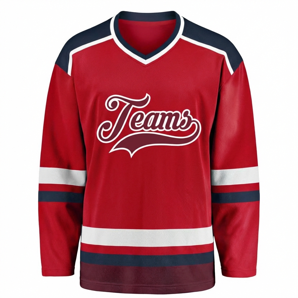 Custom Red & Burgundy/White Hockey Jersey