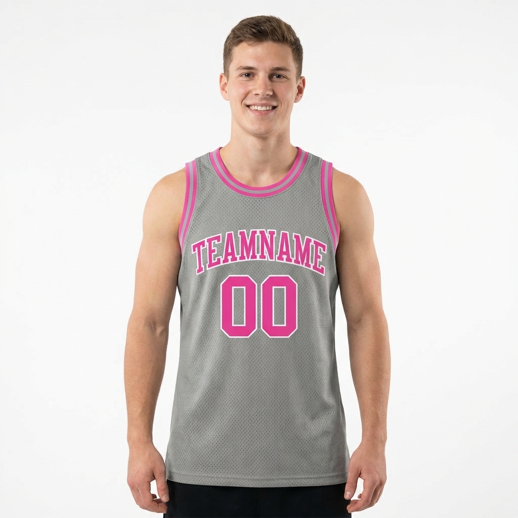 Custom Grey & Pink/White Basketball City Edition Jersey