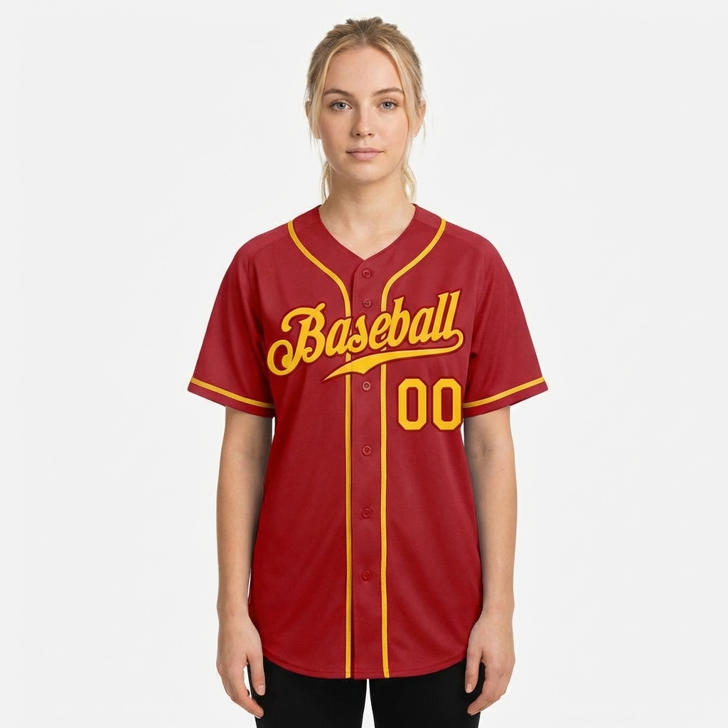 Custom Red & Yellow Baseball Jersey