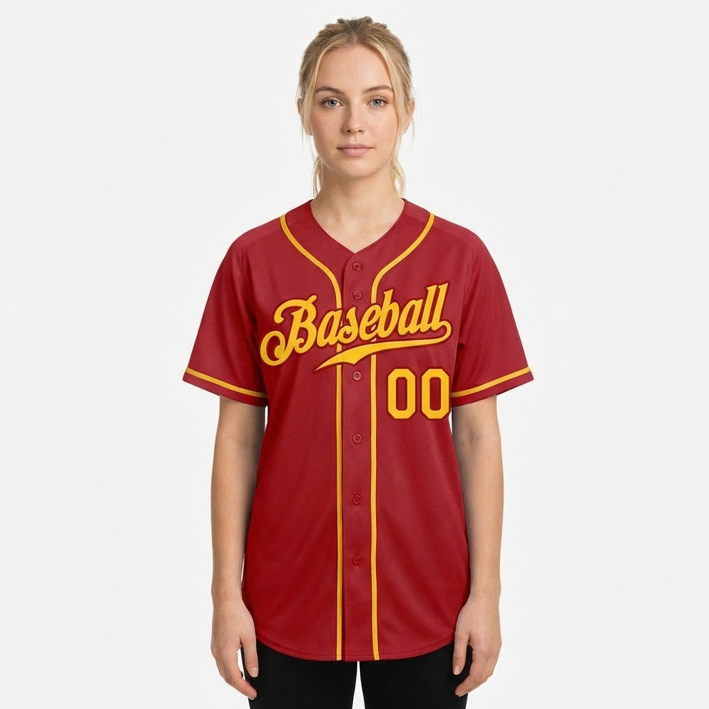 Custom Red & Yellow Baseball Jersey