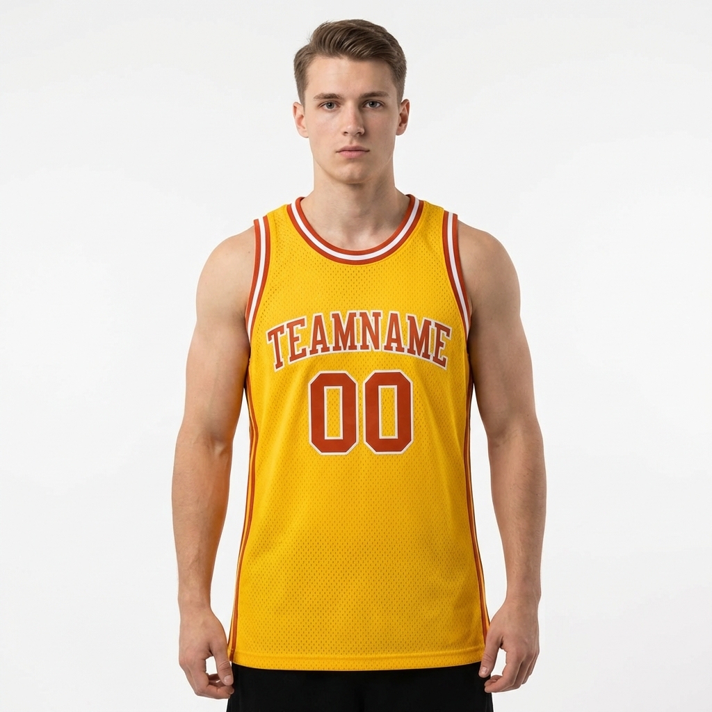 Custom Yellow & Orange/White Basketball City Edition Jersey