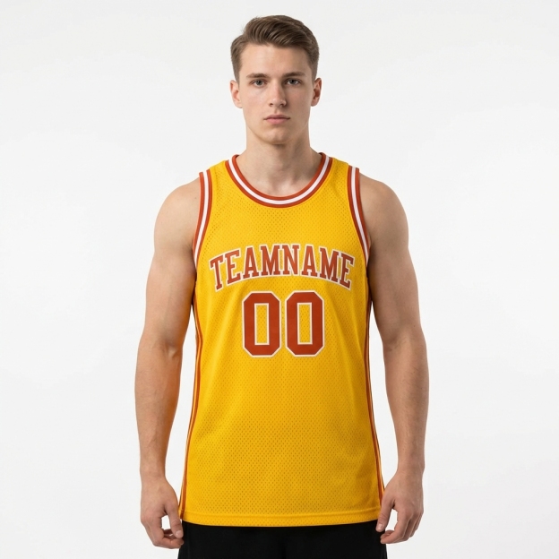 Custom Yellow & Orange/White Basketball City Edition Jersey
