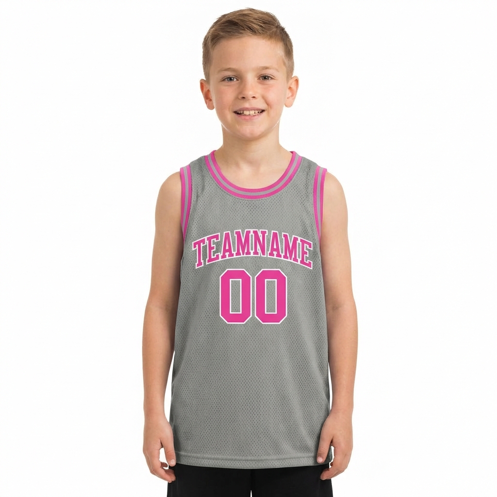 Custom Grey & Pink/White Basketball City Edition Jersey