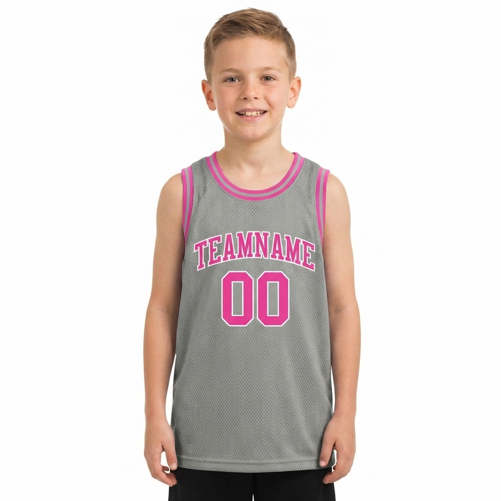 Custom Grey & Pink/White Basketball City Edition Jersey