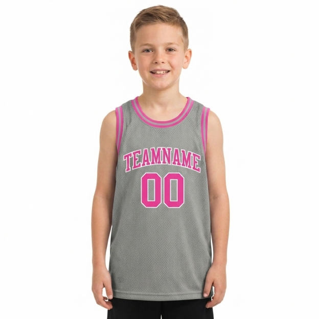 Custom Grey & Pink/White Basketball City Edition Jersey