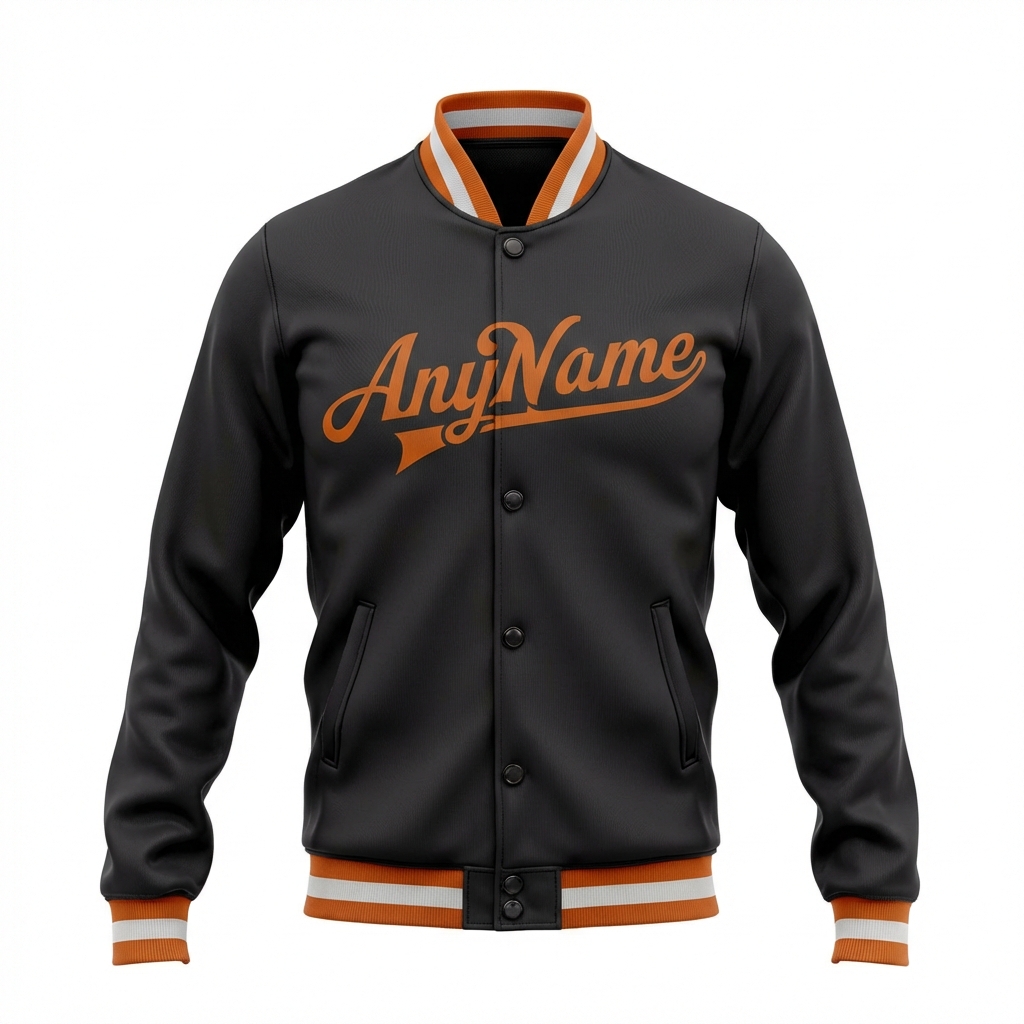 Custom Black & Orange/White Full-Snap Fleece Jacket