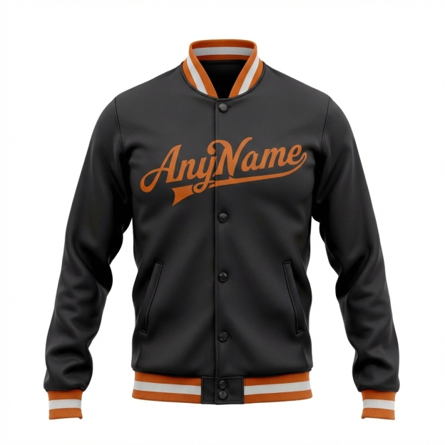 Custom Black & Orange/White Full-Snap Fleece Jacket