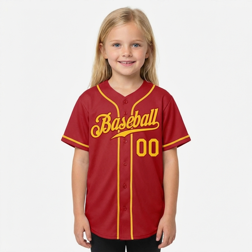 Custom Red & Yellow Baseball Jersey