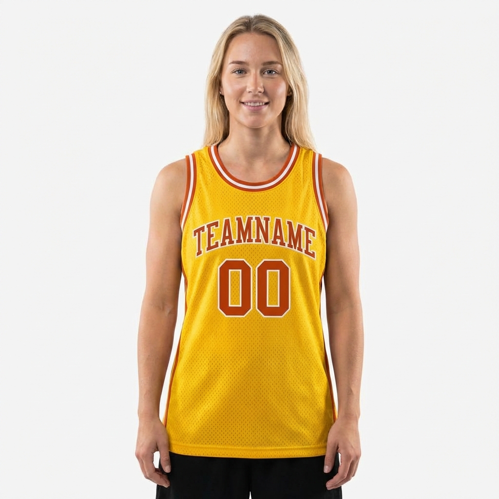 Custom Yellow & Orange/White Basketball City Edition Jersey