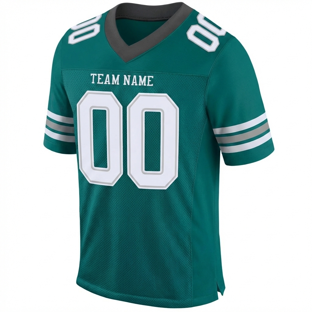 Custom Midnight Green & White/Sliver Football Jersey
