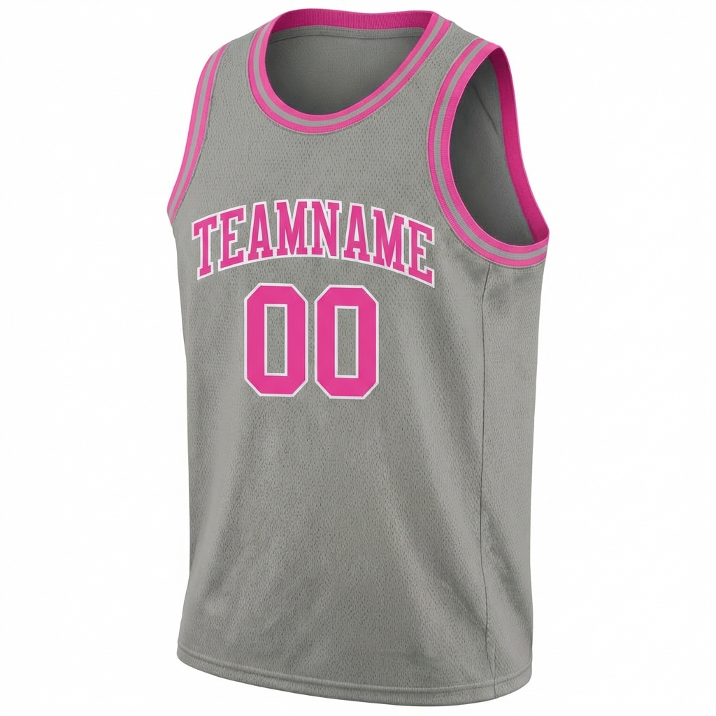Custom Grey & Pink/White Basketball City Edition Jersey